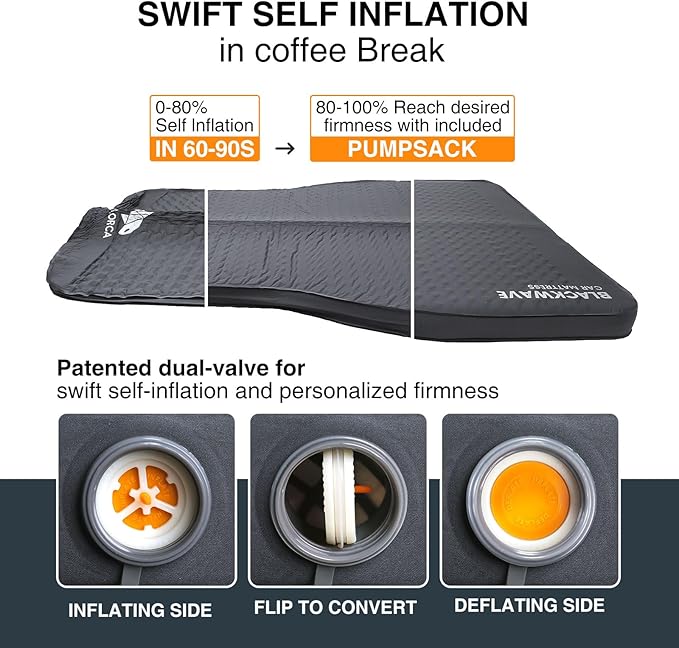 3.7 inch Foam Mattress for Tesla Model Y/Model 3, Camping Air Mattress with Foam, Fast Inflate and Deflate with Pump Sack, Sleeping Pad for Road Trip, Job Shifts, Nap, Camping