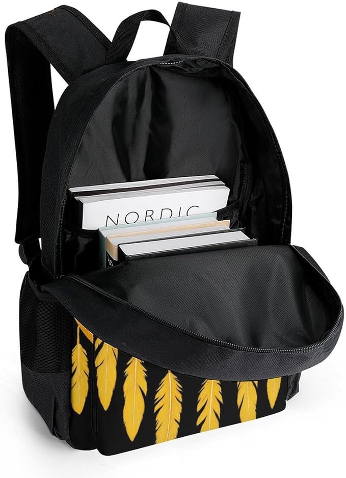 Lightweight Daypack Bookbag for Trekking Business Walking Cycling, Big Capacity Anti-Theft Multipurpose Carry On Bag, Boho Totem Native American Wolf Dream Catcher Business Computer Bag