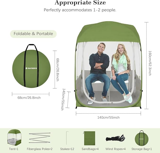 Sports Tent, Portable & Foldable Pop Up Tents Shelter with Carry Bag, Instant Weather Proof Clear View Bubble Tent for Fishing, Camping, Watching Sports Events