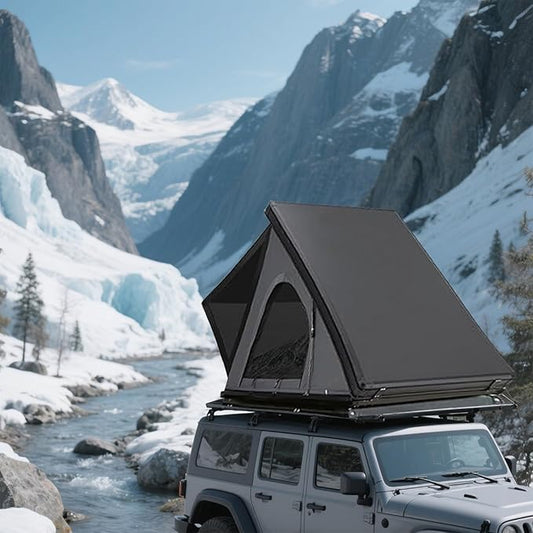 Aluminium Roof Top Tent,with Tri-Color LED Strip Light & 1.97" Thick Memory Foam Mattress,for Car Jeep SUV Truck Camping,2-3 People