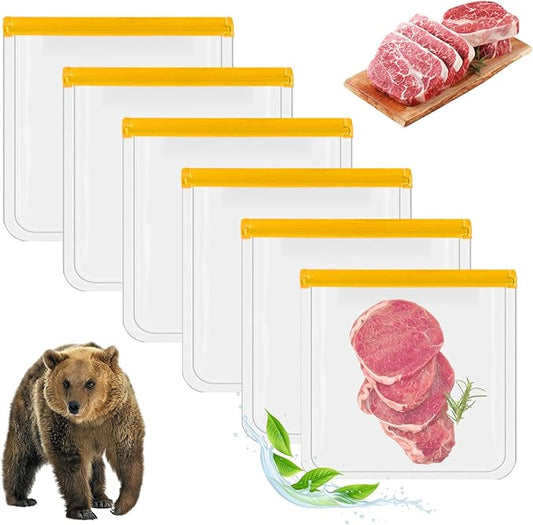 Reusable Sandwich Bags, Silicone Bags for Food Storage, Odor Proof Bags for Backpacking, Dishwasher Safe, for Marinate Meats, Cereal, Sandwich, Travel Items, Home Organization