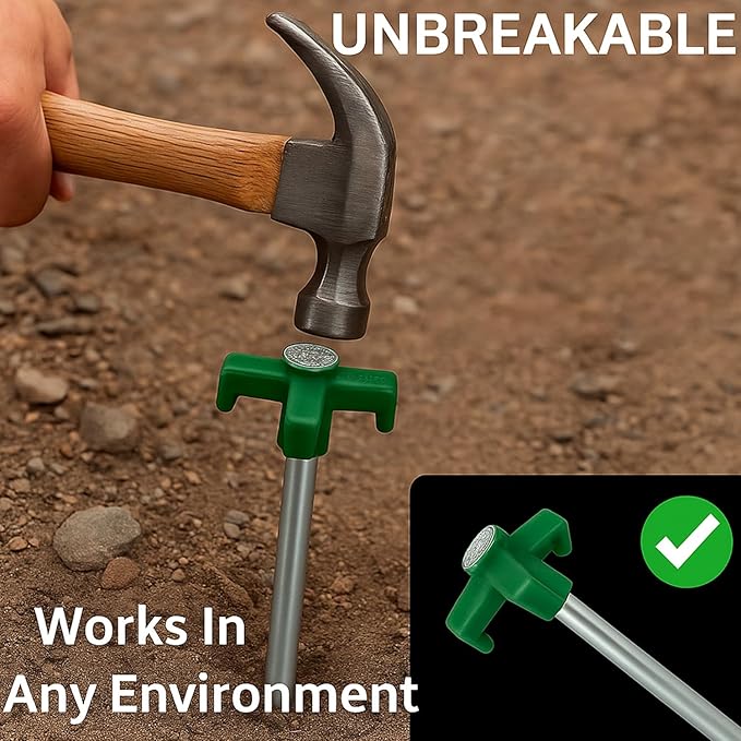 Tricc Unbreakable Heavy Duty Steel Tent/Canopy Stakes, Galvanized Non-Rust 10" Three Pegged Solid, Sturdy Stakes for Outdoor Trips, Camping, Hiking & Gardening. 4 Colors Made in The USA (Green)