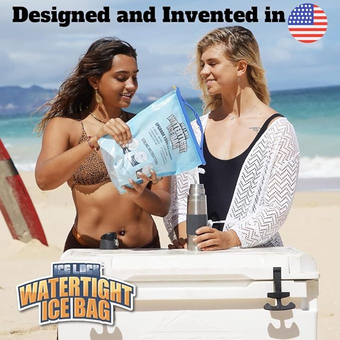 Large Leakproof Ice Bag. Reusable Ice Pack for Cooler - Long Lasting Instant Cooler Ice Packs - Drop in Cubed Ice to Make Cold, Dry Freezer Packs for Coolers - Drink Your Ice When It Melts
