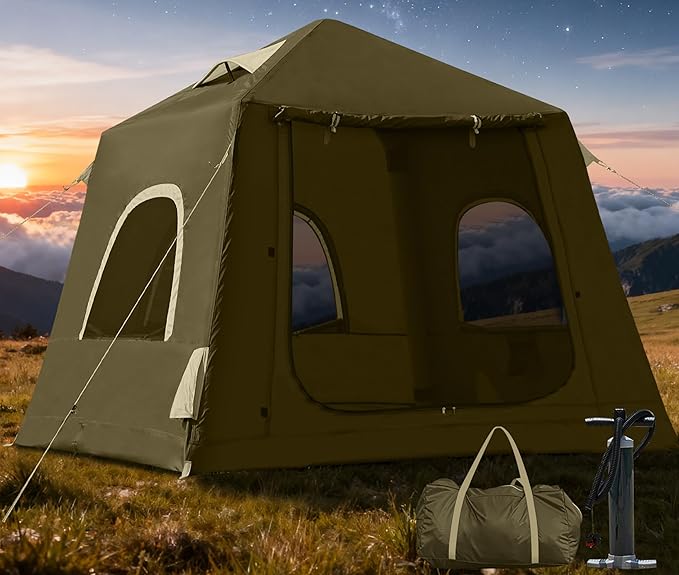 Inflatable Tents for Camping,2/4 Person Easy Setup Blow Up Tents for 4 Seasons Waterproof InflatableTent for Camping, Air Glamping Tents for Camping Adult