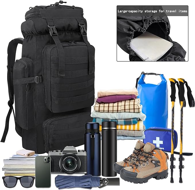 80L/100L Hiking Camping Backpack Outdoor Travel Climbing Rucksack Military Trekking Knapsack Molle 3 Days Assault Pack