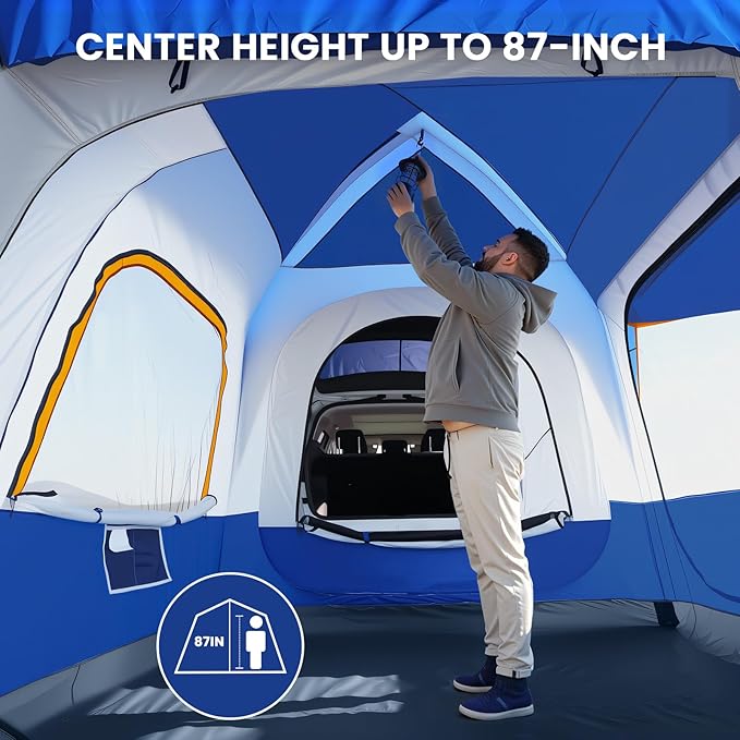 SUV Tents for Camping, Car Tents for Camping 4-6 People, PU 3000mm Waterproof SUV Tent Attachment Tailgate Tent for Car, Spacious Space 8.2'L x 8.2'W x 7.2'H with 2 Awnings & Double Door