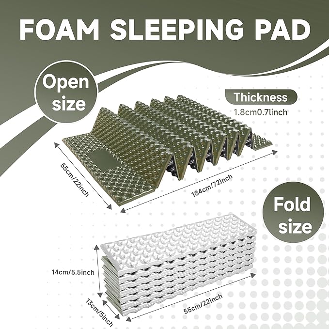 Ultralight Closed Cell Foam Sleeping Pad for Hiking,Moisture-Proof Folding Sleeping Pad Backpacking,Sleeping Mat for Camping,Car Camping Mats