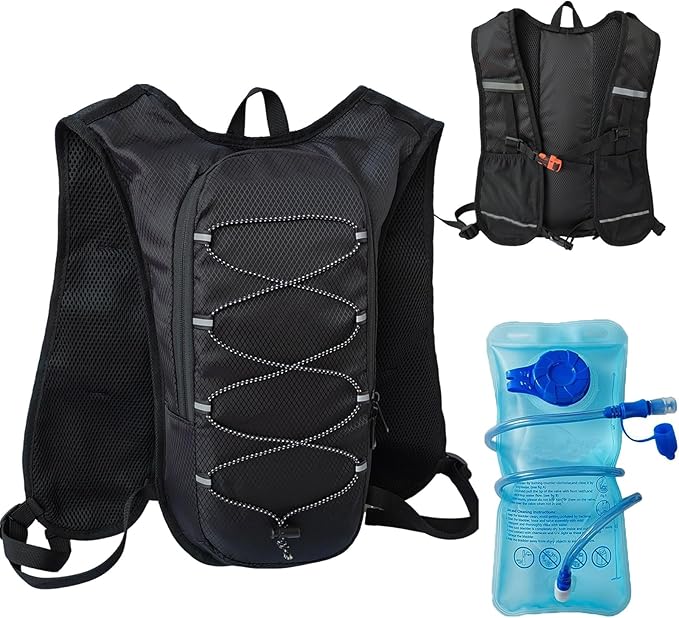 Lightweight Hydration Backpack, Running Backpack with 2L Water Bladder, for Women and Men Marathon, Trail, Cycling, Hiking, Jogging