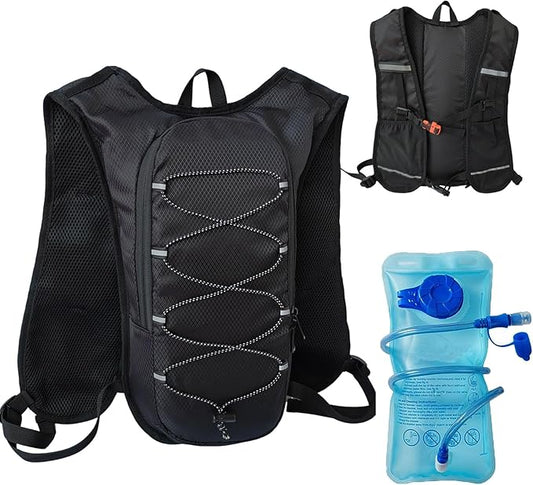 Lightweight Hydration Backpack, Running Backpack with 2L Water Bladder, for Women and Men Marathon, Trail, Cycling, Hiking, Jogging