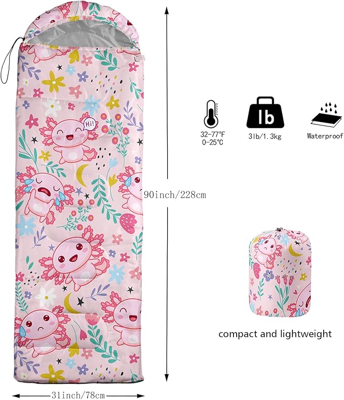 QOOMO Camping Sleeping Bags,3 Season Warm & Cool Weather,Lightweight,Waterproof Sleeping Bags for Adults & Kids,Traveling,and Outdoors,Camping Gear Equipment