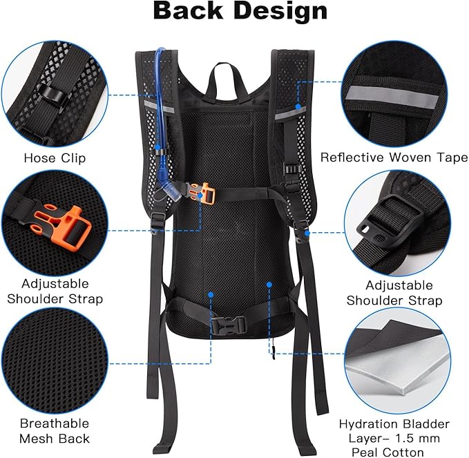 JOYHILL TPU Hydration Bladder,1.5L 2L 3L Water Bladder for Hiking Backpack BPA Free Leak Proof Hydration Pack