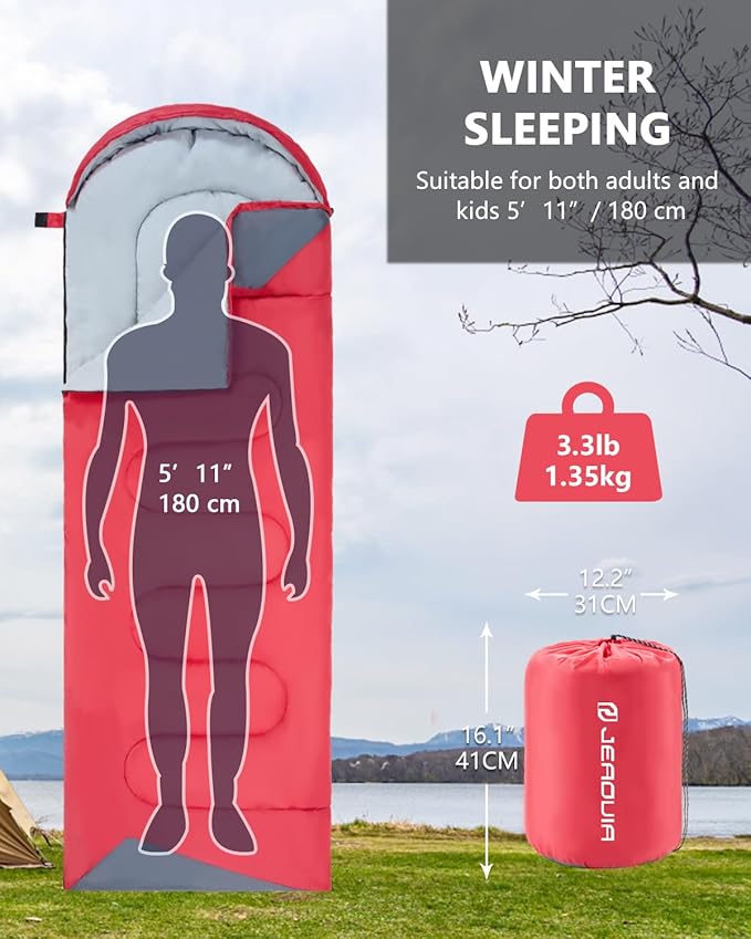 Sleeping Bags for Adults Cold Weather - 20 Degree Big&Tall Size Backpacking Lightweight Waterproof for Girls Boys Mens Teen Women for Camping Hiking Outdoor Travel Hunting with Compression Bags