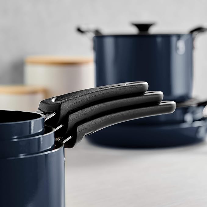 Tramontina Aluminum Non Stick 6-Piece Nesting Sauce Pan Set with Lids - Naval, Kitchen Nonstick Cookware Set, Dishwasher and Oven Safe