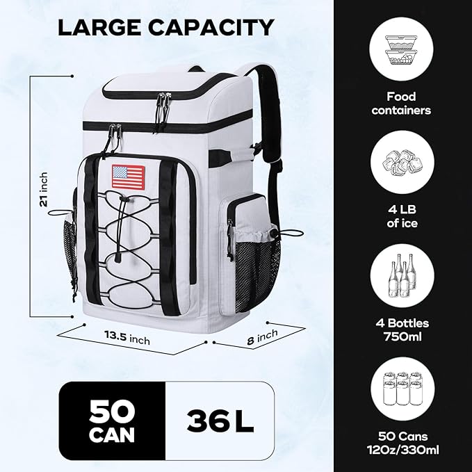 Maelstrom Backpack Cooler,Soft Lightweight Leakproof Cooler Backpack,Men Women 35/50 Can Insulated Cooler Bag,Keeps Hot/Cold for Up to 16 Hours,Perfect for Camping, Beach
