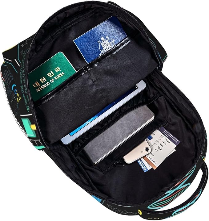 Daypack Polyester Anti-Theft Multipurpose Math And Science Elements Chemistry Art Bookbag Big Capacity Gym Outdoor Hiking Backpack With Adjustable Shoulder Straps