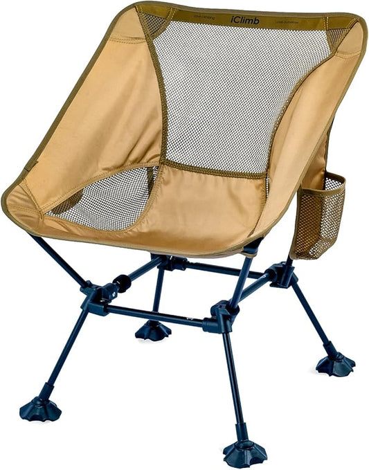 iClimb Ultralight Compact Camping Folding Beach Chair with Anti-Sinking Large Feet