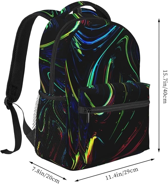 Lightweight Rucksacks for Climbing Outdoors Walking Cycling, Large Capacity Anti-Theft Multipurpose Carry On Bag, Abstract Color Pattern Camping Outdoor Backpack