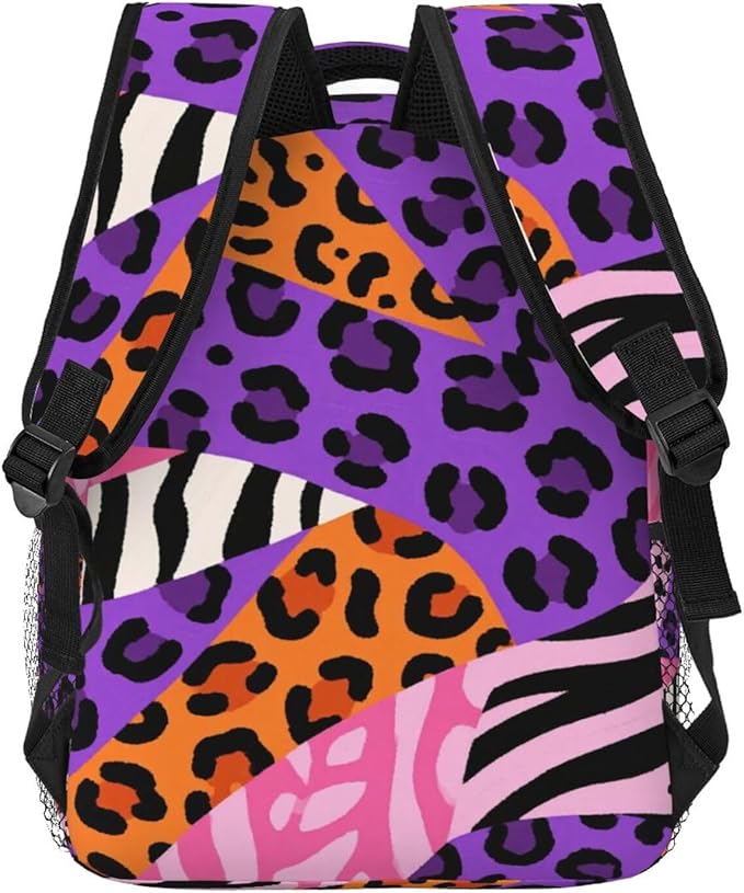 Adults Lightweight Cheetah Leopard Print Floral Color Shoulder Book Bags Big Capacity Shoulder Bag With Adjustable Shoulder Straps for Trekking Work Walking Cycling