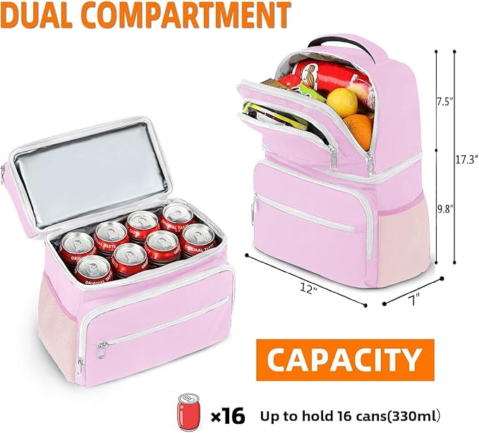 MATEIN Cooler Backpack, 26 Cans Insulated Lunch Backpack for Men Women, Leakproof Double Layer Lunch Cooler Bag Lightweight Soft Lunch Backpack with Cooler Compartment, Beach Camping Hiking Beer Gifts