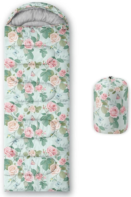 Kids Sleeping Bag for Boys Girls,Rocket Moon Print-Lightweight Warm Portable Outdoor Indoor-Waterproof Cold Weather Resistant Sleeping Bag for Camping Hiking