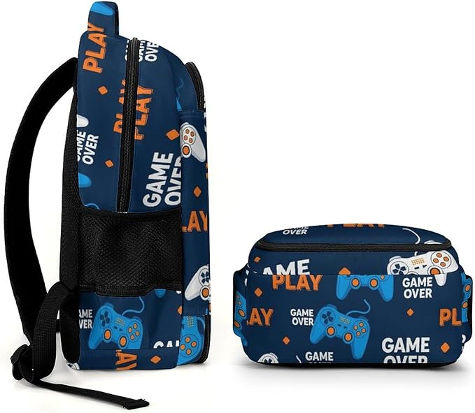 Water Resistant College Bookbag Play Video Game Weapon Games Art, Sturdy Laptop Backpack with Water Bottle Pockets for Men Women Travel Work