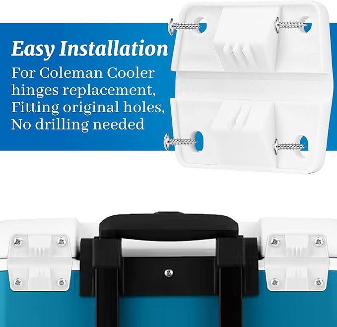 Cooler Plastic Hinges, Cooler Hinges with Screws for Coleman Cooler, Cooler Hinges Replacement Kit, 4 Pack