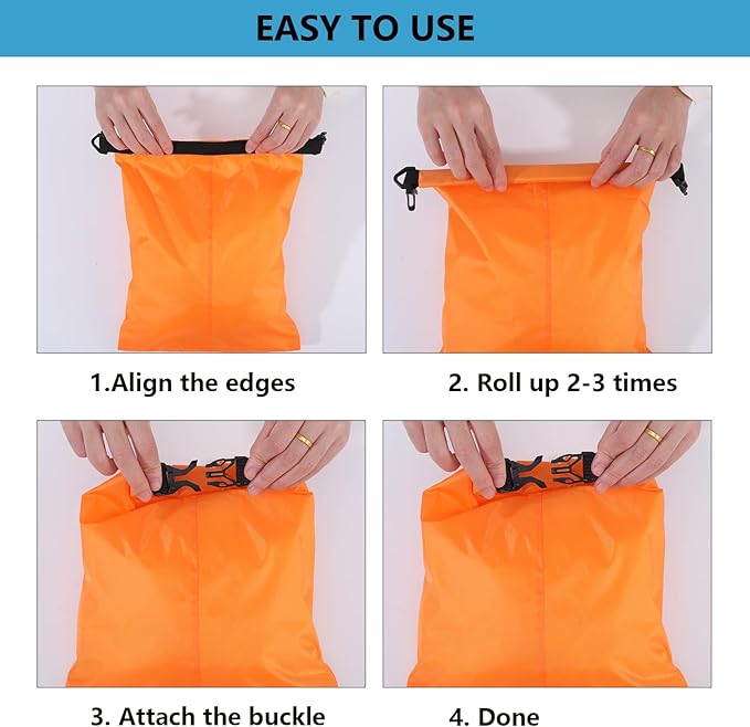 Pimoys 6 Pack Waterproof Dry Bags, Lightweight Outdoor Dry Sacks Ultimate Dry Bags for Kayaking Rafting Boating Camping (1.5L, 2.5L, 3L, 3.5L, 5L, 8L)