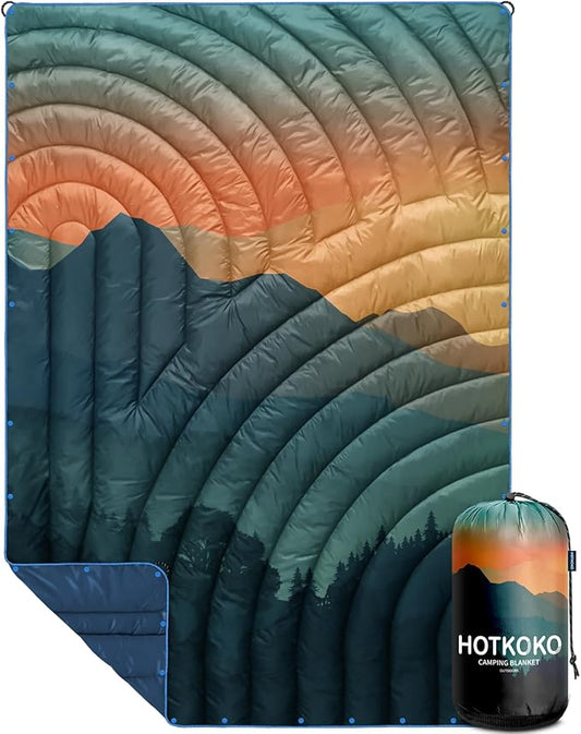 Camping Blanket,Lightweight Puffy Printed Camping Blanket Packable Outdoor Blanket for Camping,Traveling, Stadium, Hiking, Picnics