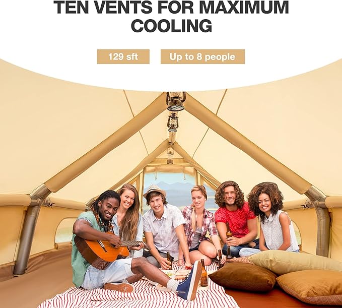 EROMMY 4/6/8/12 Person Inflatable Tent with Skylight, 4 Season Blow Up Tents with Hand Pump for Outdoor Camping & Hiking, Easy Set-up Windproof Sunproof Waterproof