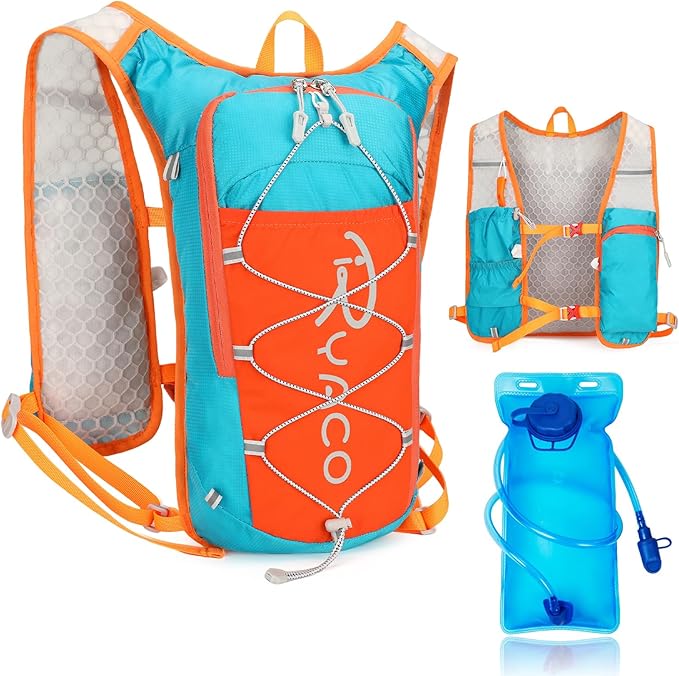 RYACO Lightweight Hydration Backpack, Running Backpack with 2L Water Bladder, Hiking Hydration Water Daypack for Cycling Rave for Men Women
