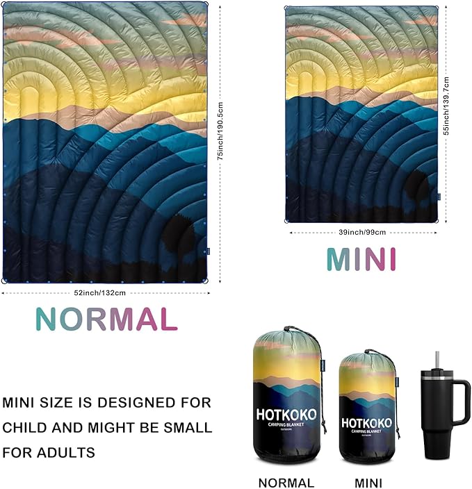 Camping Blanket,Lightweight Puffy Printed Camping Blanket Packable Outdoor Blanket for Camping,Traveling, Stadium, Hiking, Picnics