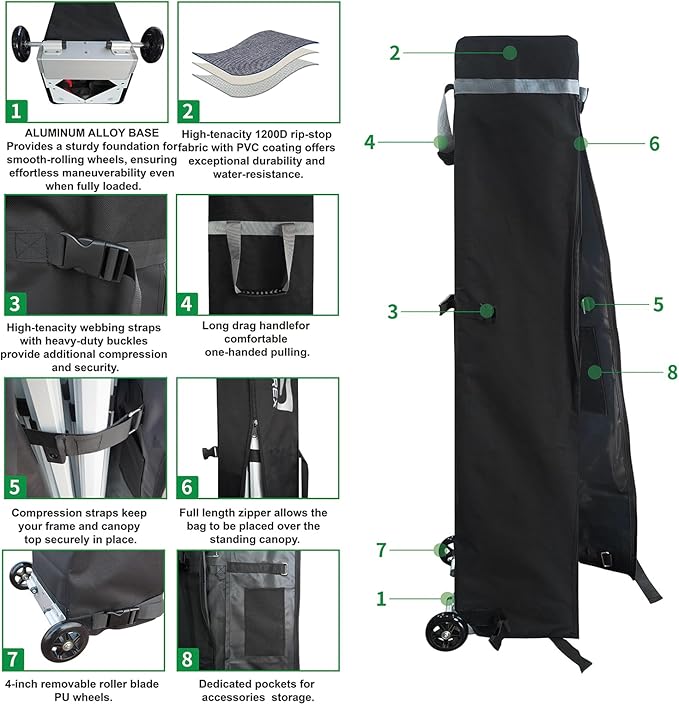 CROWN SHADES 10x20 Pop Up Canopy Tent - Commercial Canopy Tent with 400D Strength Oxford Fabric, Hexagonal Leg, 4 Upgraded Weights - Great for Trade Shows, Events,Parties & Commercial Use, Gray