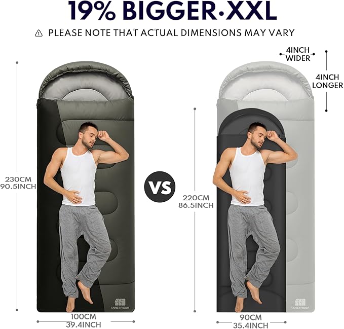 20°F XXL Sleeping Bags for Adults Cold Weather,Camping Sleeping Bag with Compression Sack for Winter Hiking, Hunting,Traveling