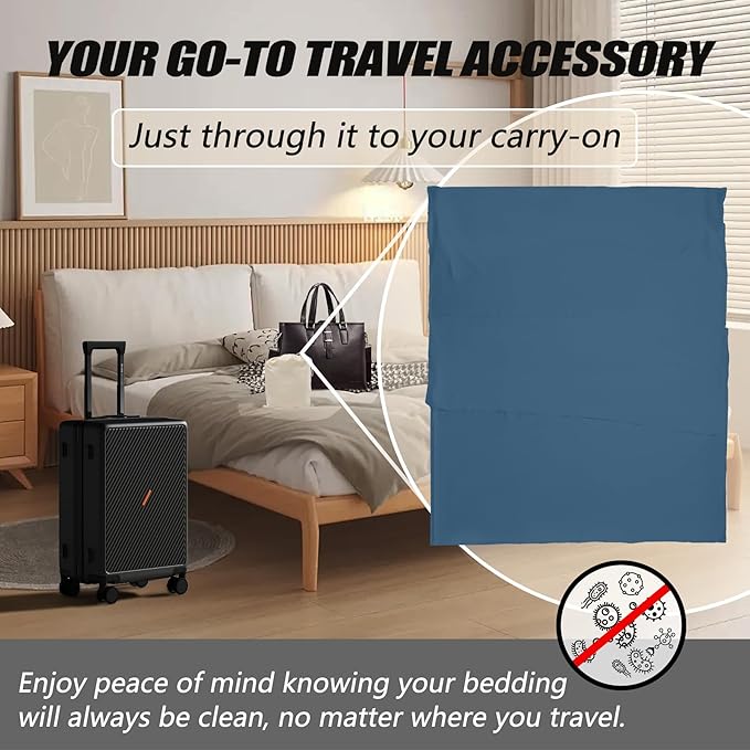 Sleeping Bag Liner,Long Staple Cotton, Adult Sleep Sack & Travel Sheets,Travel Sleep Sack for Backpacking, Hotels & Hostels Lightweight Travel Sheet Camping Sheets,Has Full Length Zipper