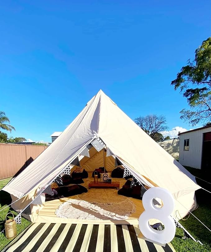 WINTENT 2 Doors All Seasons Cotton Canvas Bell Tent with Stove Jack for Camping 4/6/8/10 Persons
