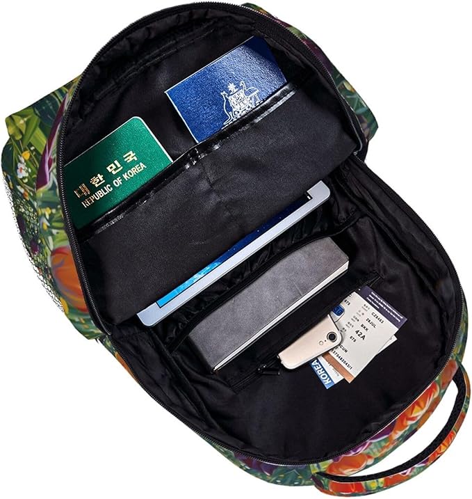 Daypack Anti-Theft Multipurpose Large Capacity Shoulder Bag, Colorful Sea Of Tulips Art Travel Hiking Camping Rucksack With Smooth Zippers