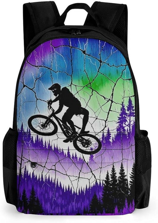 Supdreamc Polyester Daypack Backpack for Climbing Outdoors Running, Big Capacity Multipurpose Anti-Theft Bookbag, Over The Mountains Motorcycle Motocross Art Travel Hiking Camping Rucksack