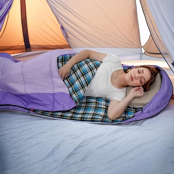 Cotton Flannel Liner Sleeping Bag for Adults Teens Kids, Cold Weather &Warm, 3 Seasons, Lightweight Compact Camping Essentials Equipment, Hiking, Outdoor, Travel