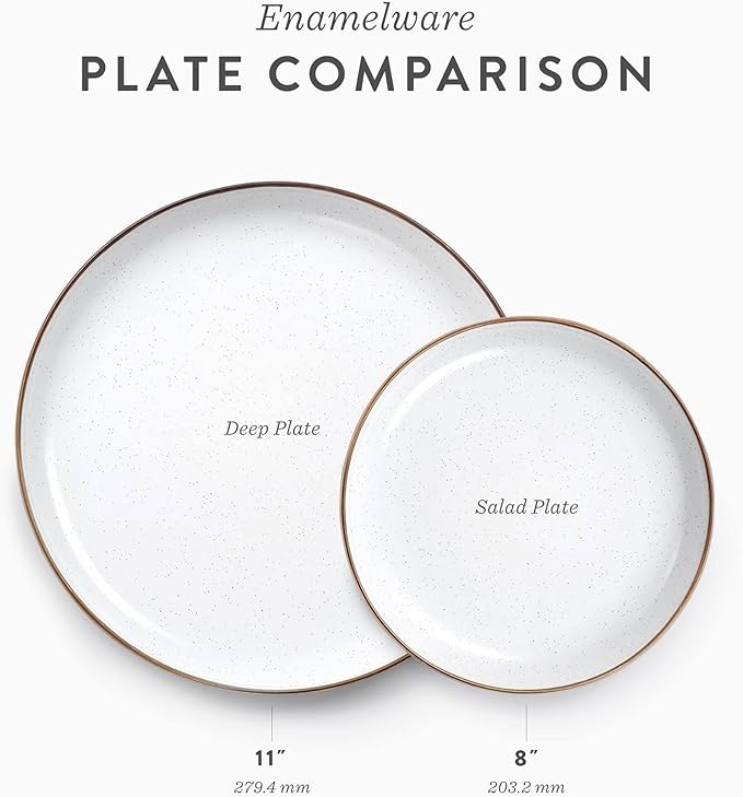 Barebones 8 Inch Salad Plate - Set of 2 Salad Plates - Enamelware Plates - Durable Kitchen or Camping Plate (Slate Gray)