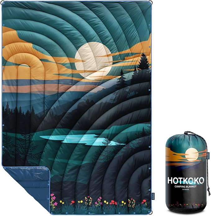 Camping Blanket,Lightweight Puffy Printed Camping Blanket Packable Outdoor Blanket for Camping,Traveling, Stadium, Hiking, Picnics