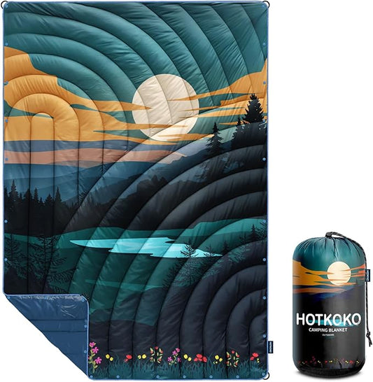 Camping Blanket,Lightweight Puffy Printed Camping Blanket Packable Outdoor Blanket for Camping,Traveling, Stadium, Hiking, Picnics