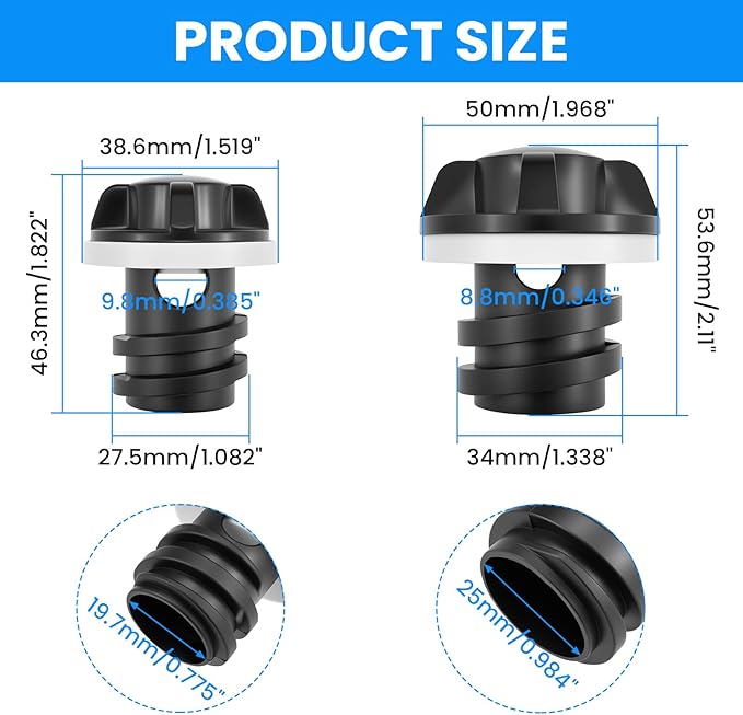SDTC Tech 2 Pack Cooler Drain Plug, Large & Small Replacement Accessories Compatible with RT-IC 20QT/45QT/65QT & Ye-ti ROA-die/Tundra/Tank Coolers