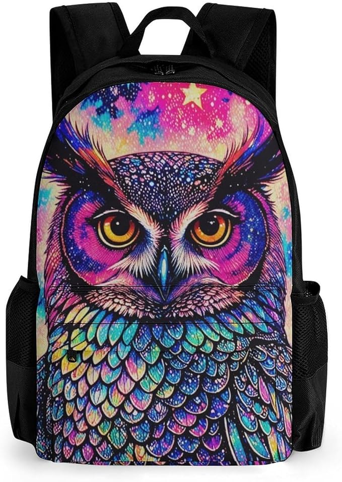 Supdreamc Rucksacks Lightweight Multipurpose Anti-Theft Galaxy Owl Shoulder Bag Big Capacity Laptop Book Bag Rucksack With Padded Straps