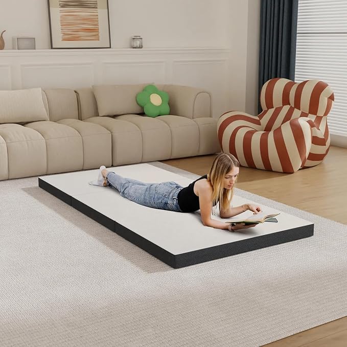 3 inch tri Folding Mattress Tri-Fold Memory Foam Mattress Topper - Portable & Washable - Twin XL Size - Ideal for Camping, Guest, and Floor - CertiPUR-US Certified