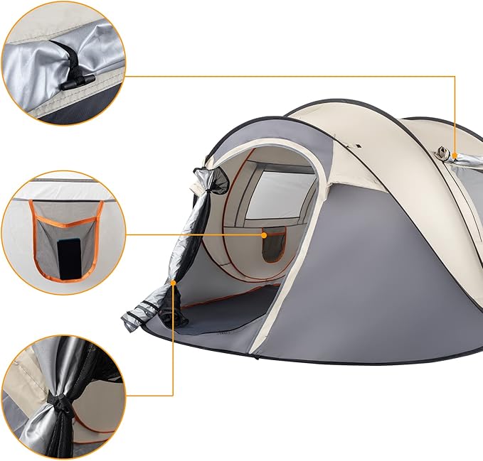 Large Camping Instant Tents,Automatic Waterproof Family Camping Tent,Easy Setup Camping Tents,Lightweight Backpacking Tent,for Outdoor Beach Hunting Hiking Travel