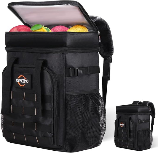 Insulated Cooler Backpack, 35 Can / 25L Large Camping Backpack for Outdoor, Beach, Picnic - Soft Lightweight Leakproof Cooler Backpack for Women and Men (Black, 25L)