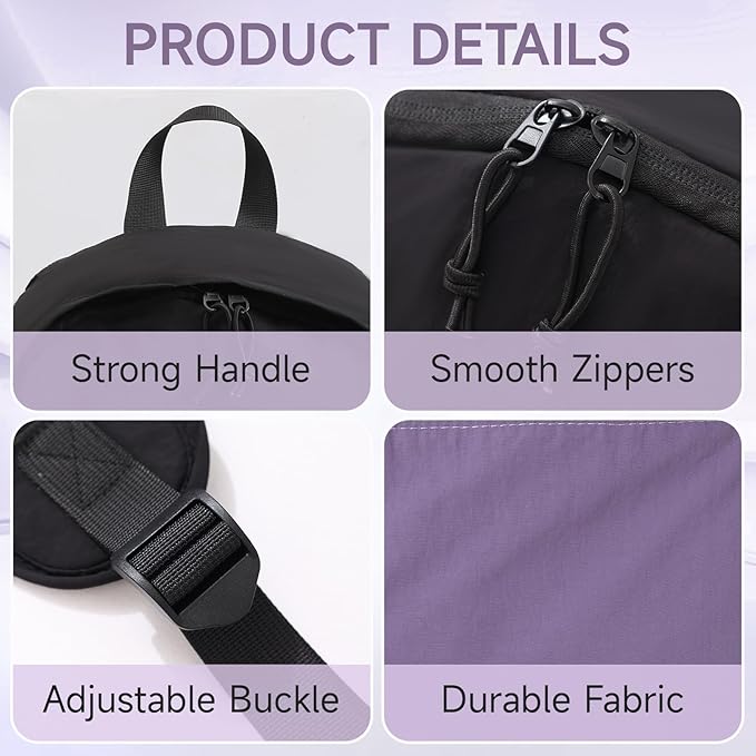 Hiking Backpack for Women Men 16L,Packable Waterproof Backpack,Foldable Daypack with Strap Pocket for Picnic Beach,Black