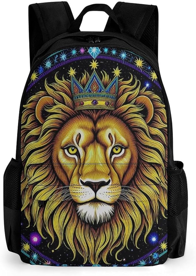 Supdreamc Rucksacks Polyester Anti-Theft Multipurpose Trippy King Of The Lion Art Carry On Bag Large Capacity Gym Outdoor Hiking Backpack With Smooth Zippers