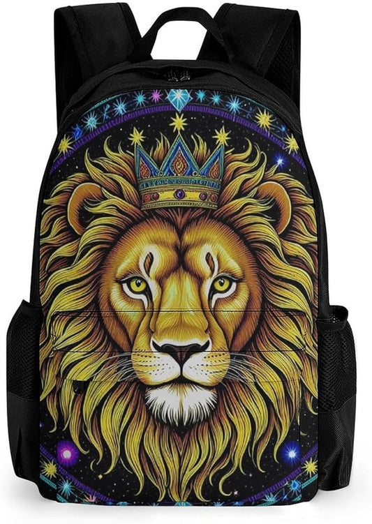 Supdreamc Rucksacks Polyester Anti-Theft Multipurpose Trippy King Of The Lion Art Carry On Bag Large Capacity Gym Outdoor Hiking Backpack With Smooth Zippers