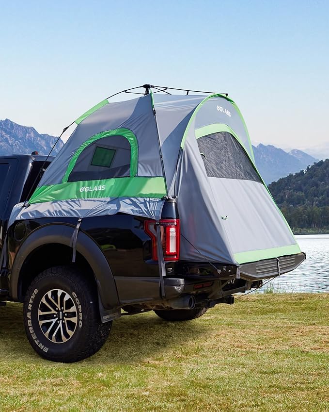 Golabs Truck Bed Tent for 5-6 Ft Bed, 8-Minute Easy Setup by Pre-Assembled Design, Waterproof PU2000mm, 2-Person Portable with Extra Rainfly Cover for Camping & Outdoor, Includes Storage Bag